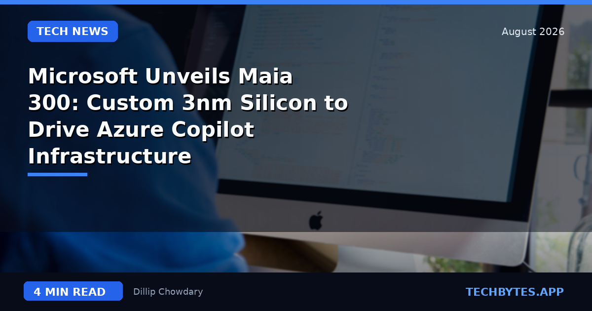 Microsoft Unveils Maia 300: Custom 3nm Silicon to Drive Azure Copilot Infrastructure