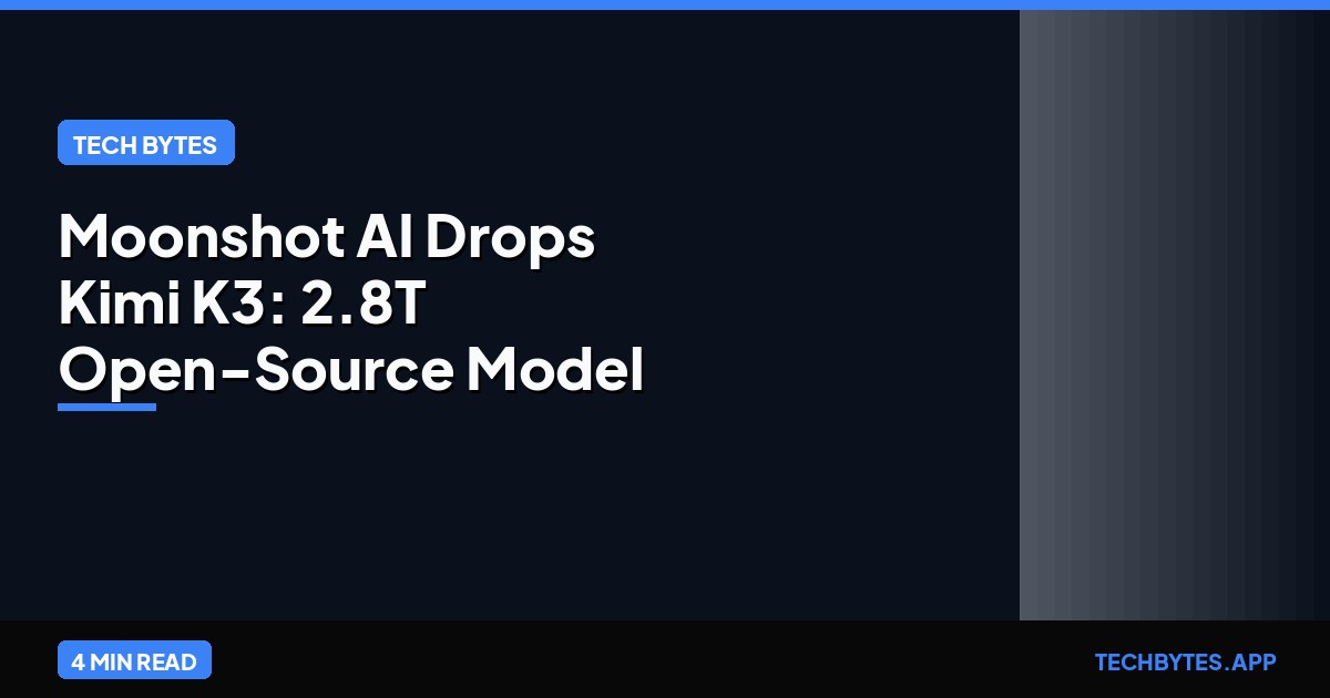 Moonshot AI Drops Kimi K3: 2.8T Open-Source Model Benchmark Analysis