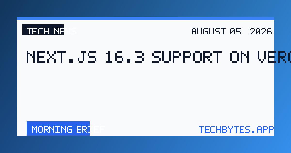Next.js 16.3 support on Vercel