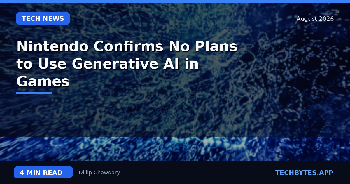 Nintendo Confirms No Plans to Use Generative AI in Games