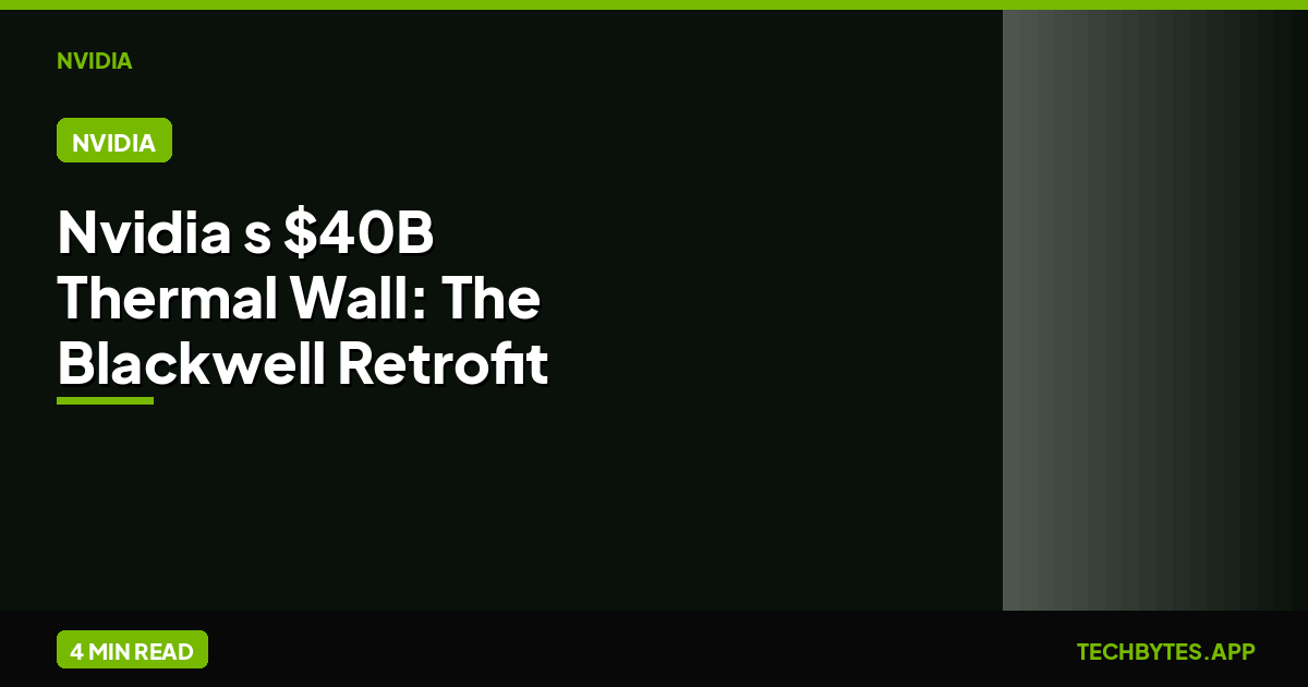 Nvidia's $40B Thermal Wall: The Blackwell Retrofit