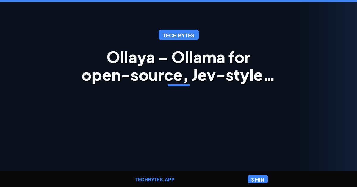 Ollaya – Ollama for open-source, Jev-style decision models