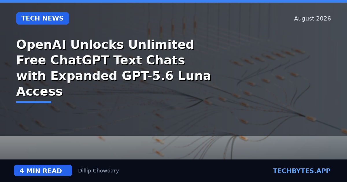 OpenAI Unlocks Unlimited Free ChatGPT Text Chats with Expanded GPT-5.6 Luna Access