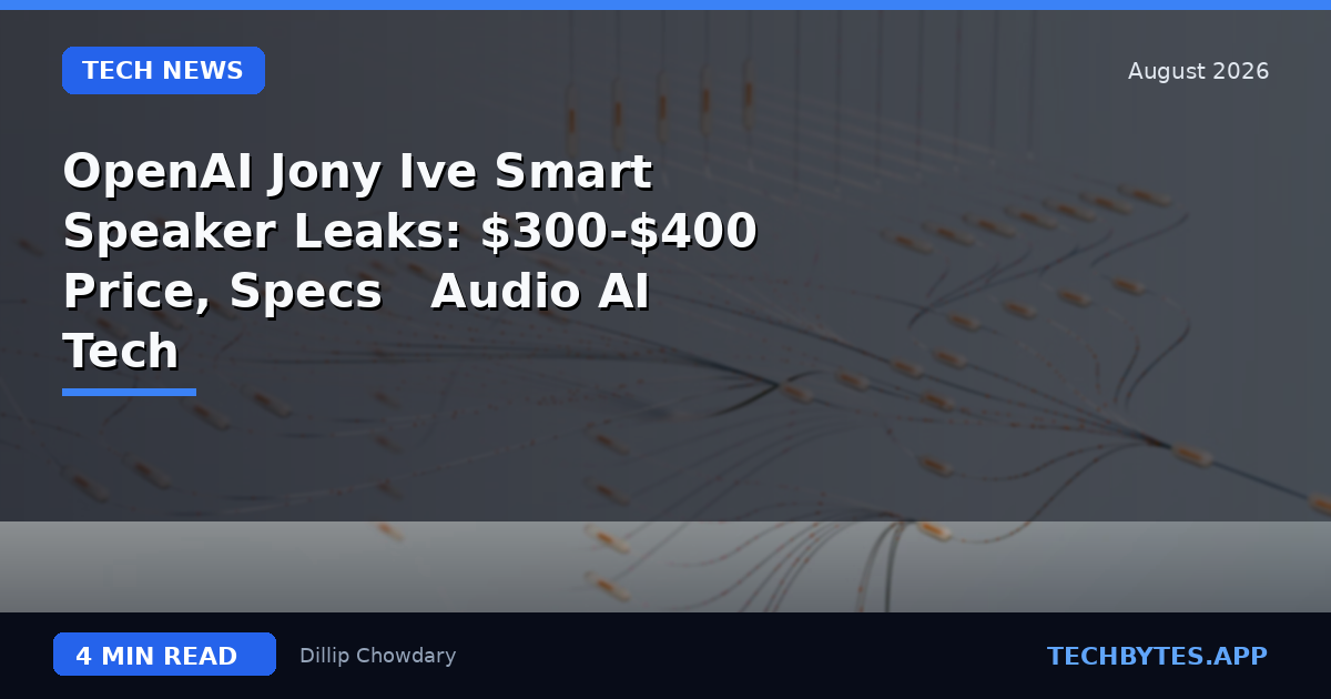 OpenAI Jony Ive Smart Speaker Leaks: $300-$400 Price, Specs & Audio AI Tech