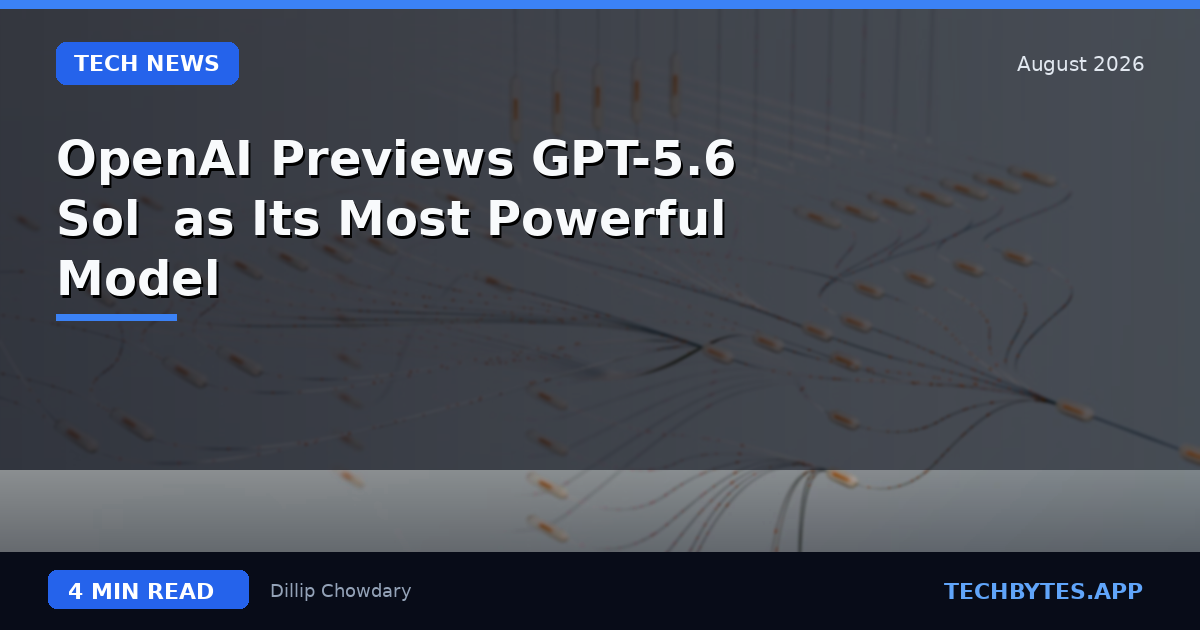 OpenAI Previews GPT-5.6 'Sol' as Its Most Powerful Model