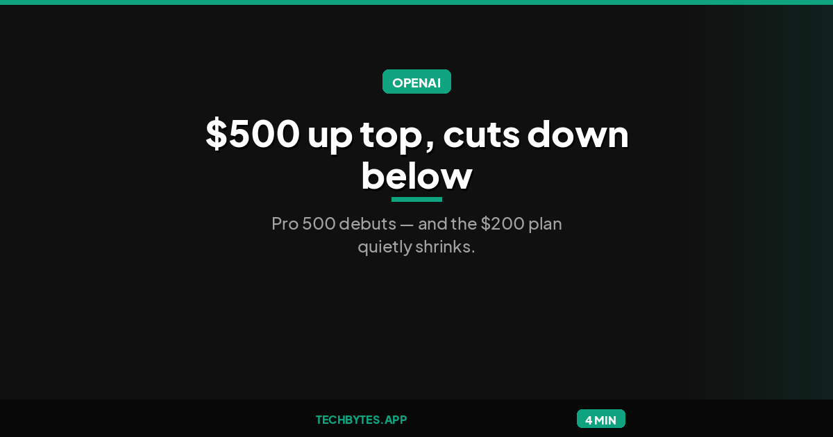 OpenAI's $500 Pro 500 Plan Arrives as $200 Pro Limits Get Halved
