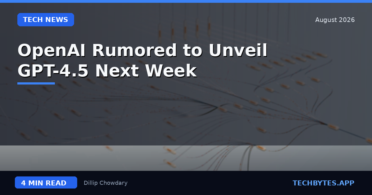 OpenAI Rumored to Unveil GPT-4.5 Next Week