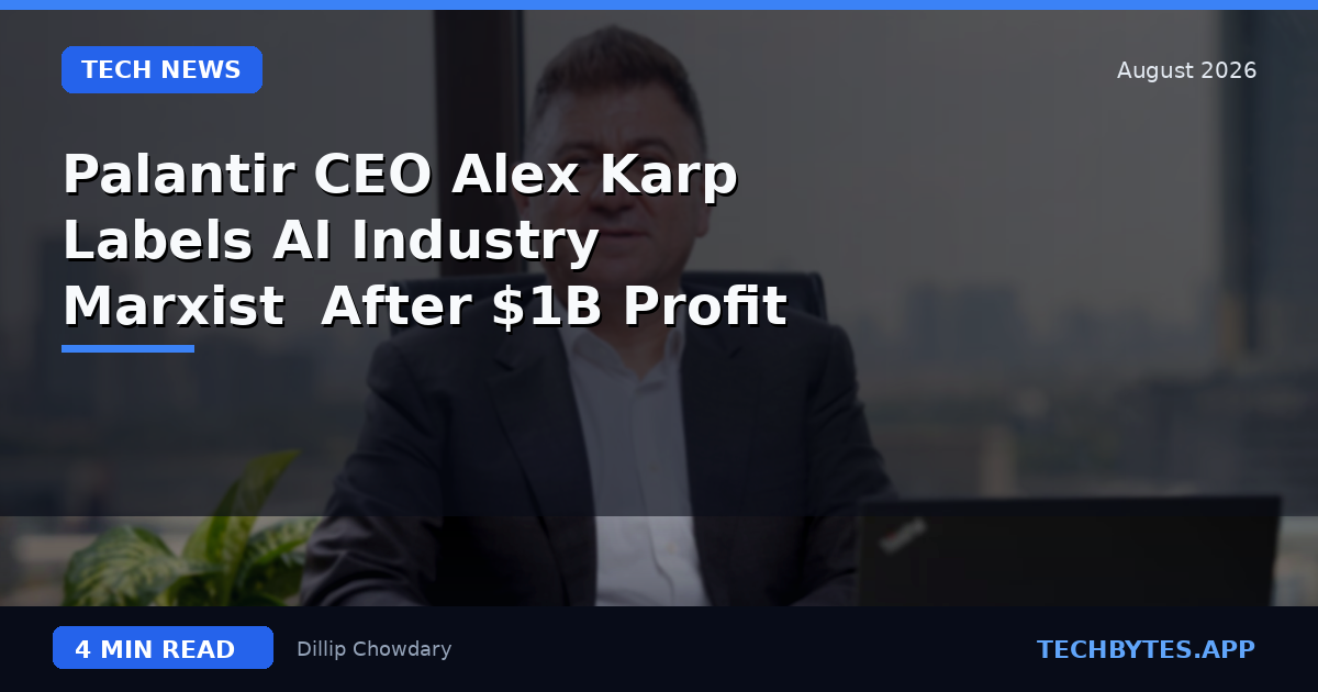 Palantir CEO Alex Karp Labels AI Industry 'Marxist' After $1B Profit