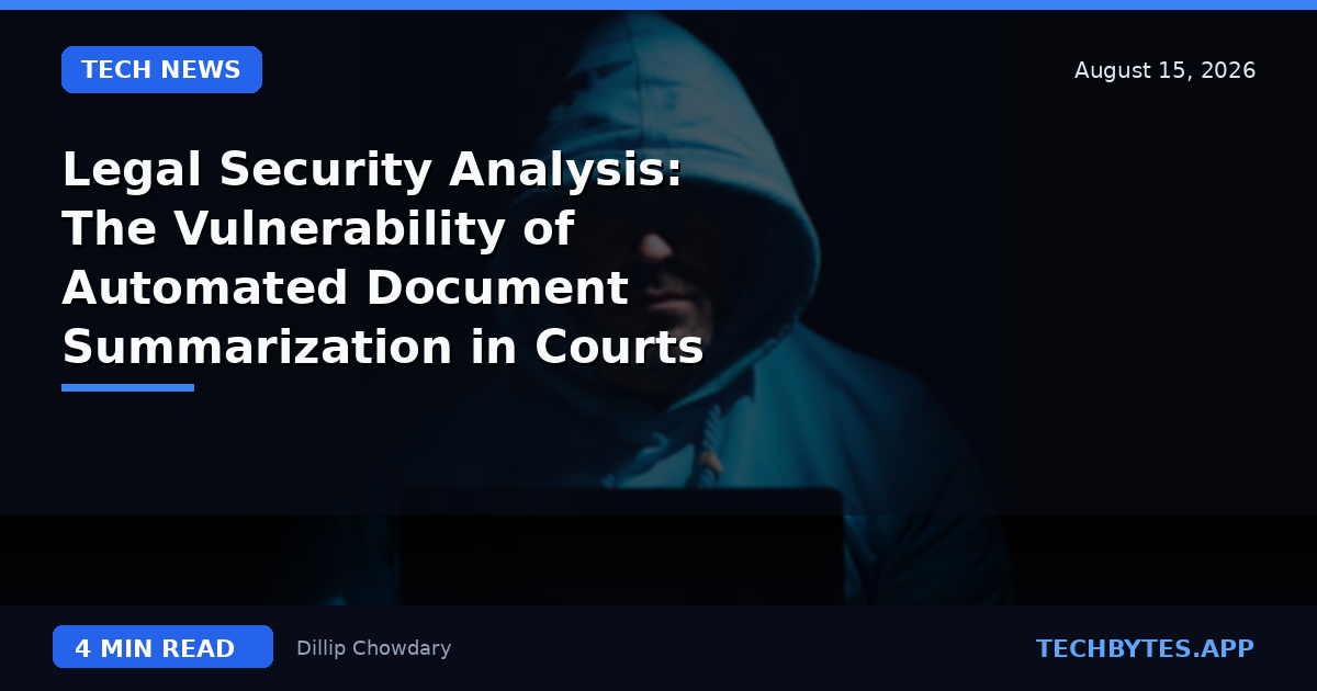 Legal Security Analysis: The Vulnerability of Automated Document Summarization in Courts