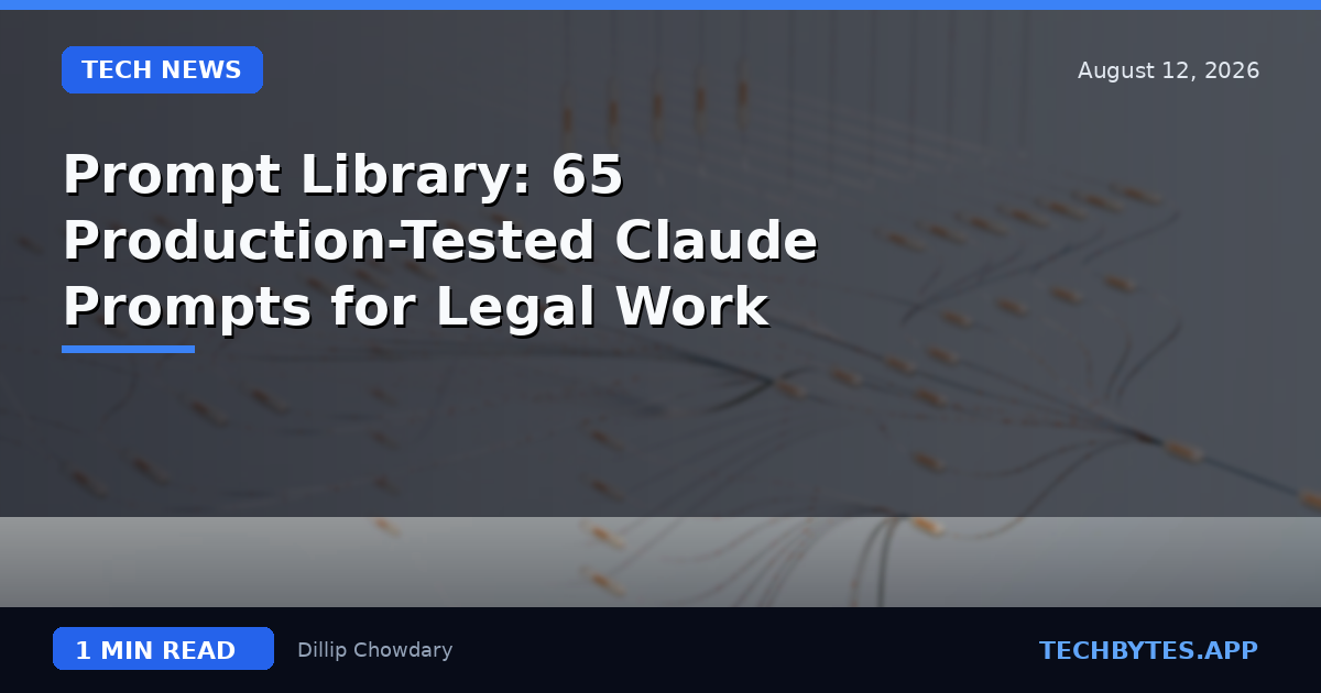 Prompt Library: 65 Production-Tested Claude Prompts for Legal Work
