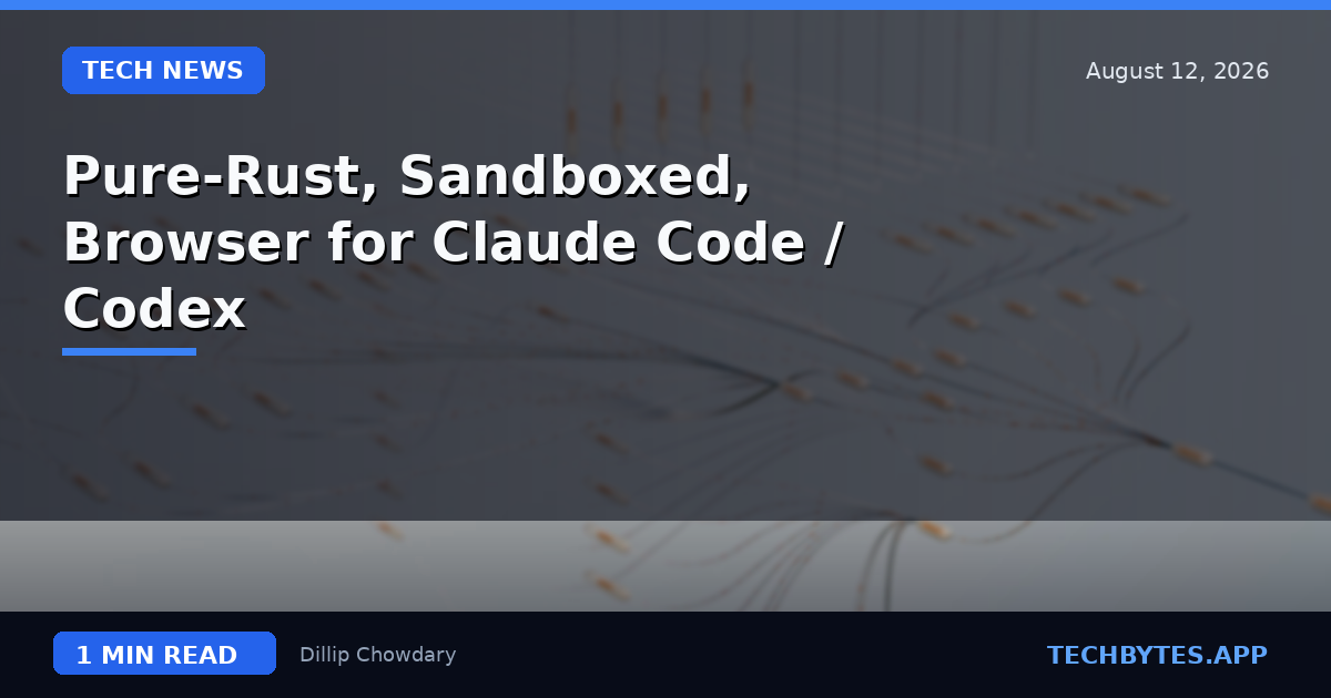 Pure-Rust, Sandboxed, Browser for Claude Code / Codex
