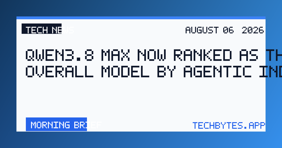 Qwen3.8 Max now ranked as the best overall model by agentic index