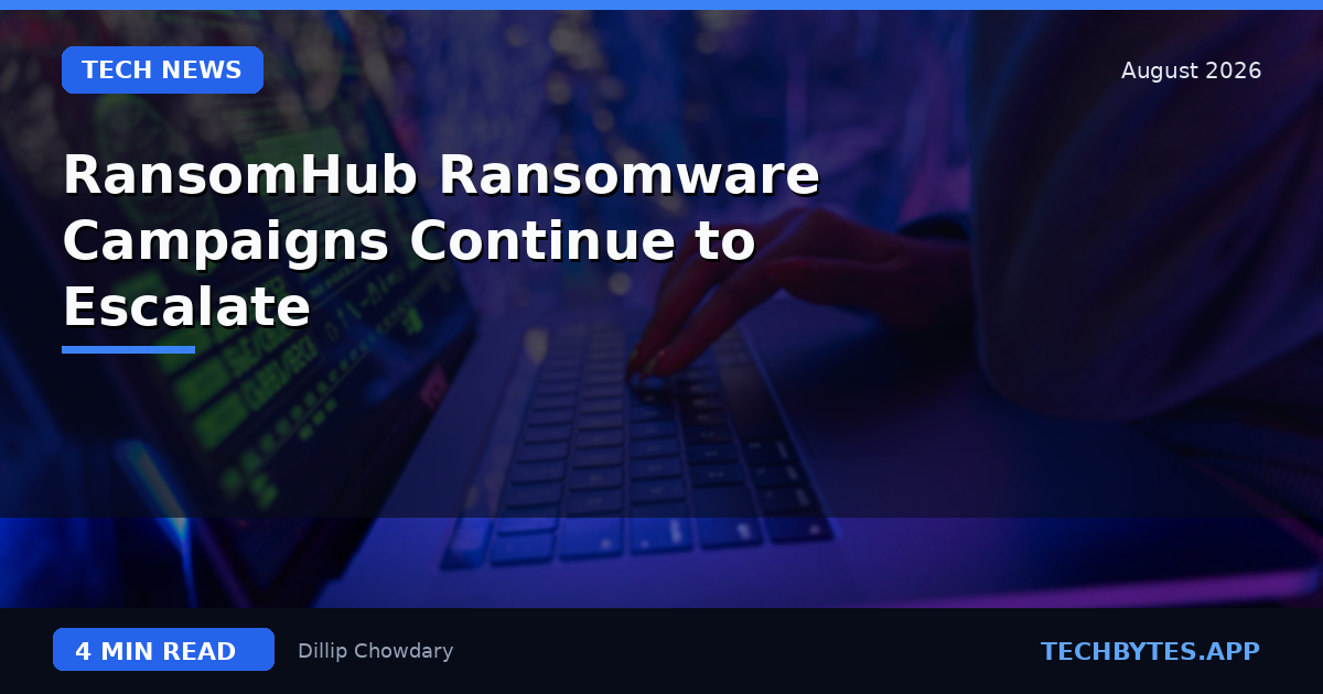 RansomHub Ransomware Campaigns Continue to Escalate