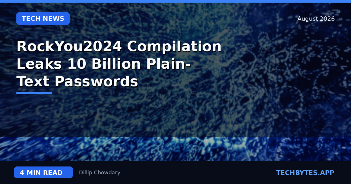 RockYou2024 Compilation Leaks 10 Billion Plain-Text Passwords