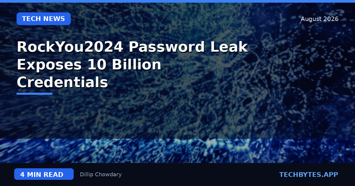RockYou2024 Password Leak Exposes 10 Billion Credentials