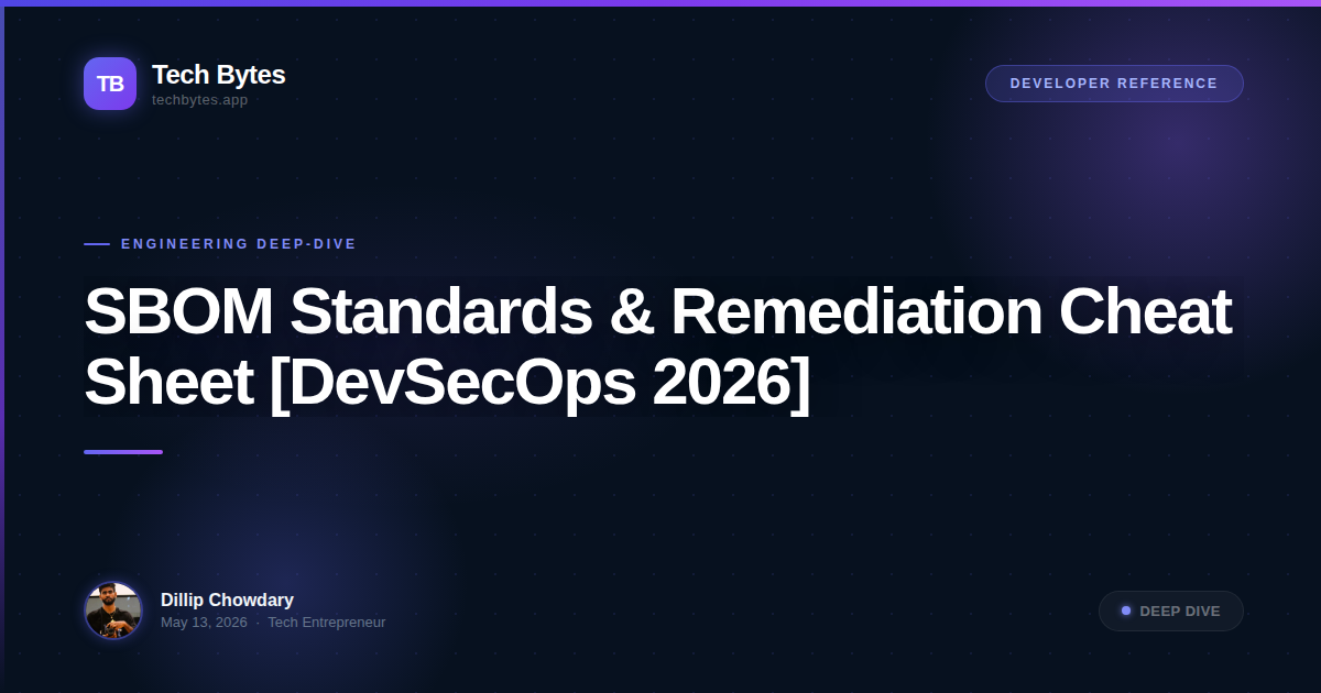 SBOM Standards & Remediation Cheat Sheet [DevSecOps 2026]