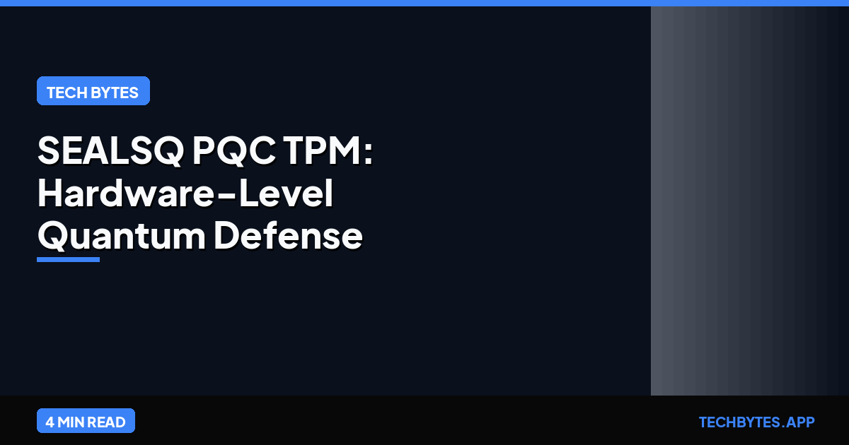 SEALSQ PQC TPM: Hardware-Level Quantum Defense