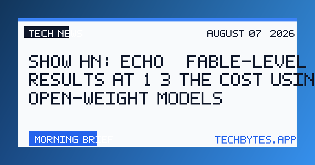 Show HN: Echo – Fable-level results at 1/3 the cost using open-weight models