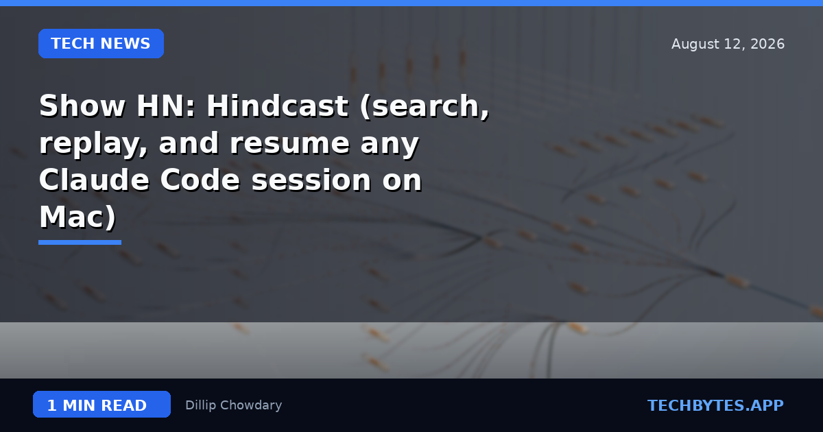 Show HN: Hindcast (search, replay, and resume any Claude Code session on Mac)