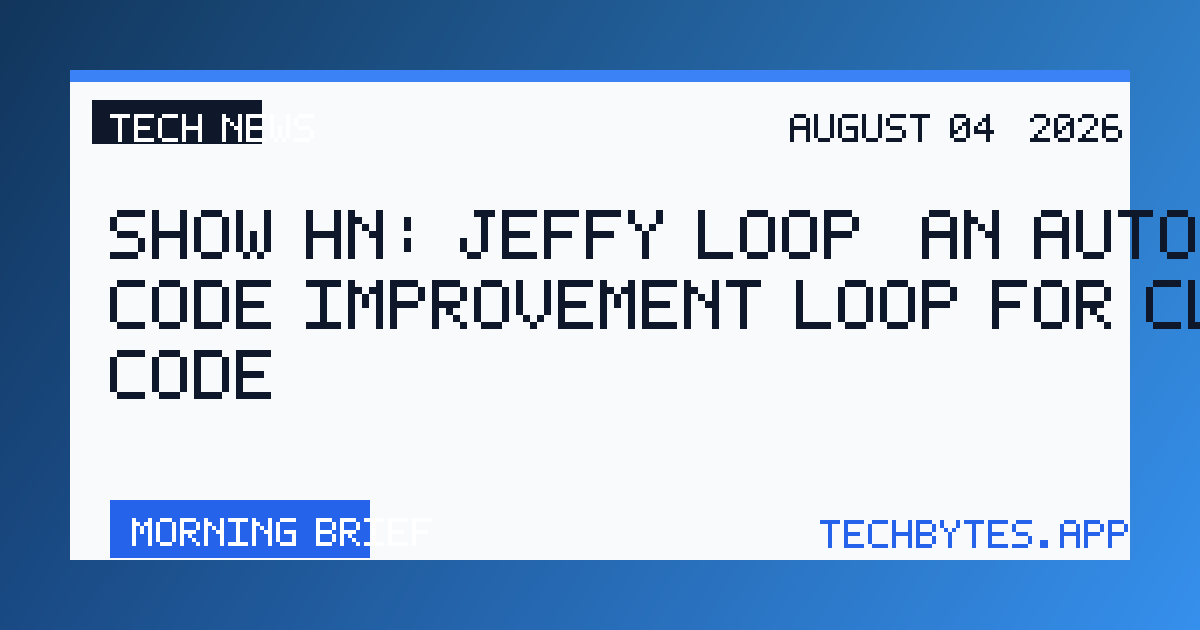 Show HN: Jeffy Loop, an autonomous code improvement loop for Claude Code