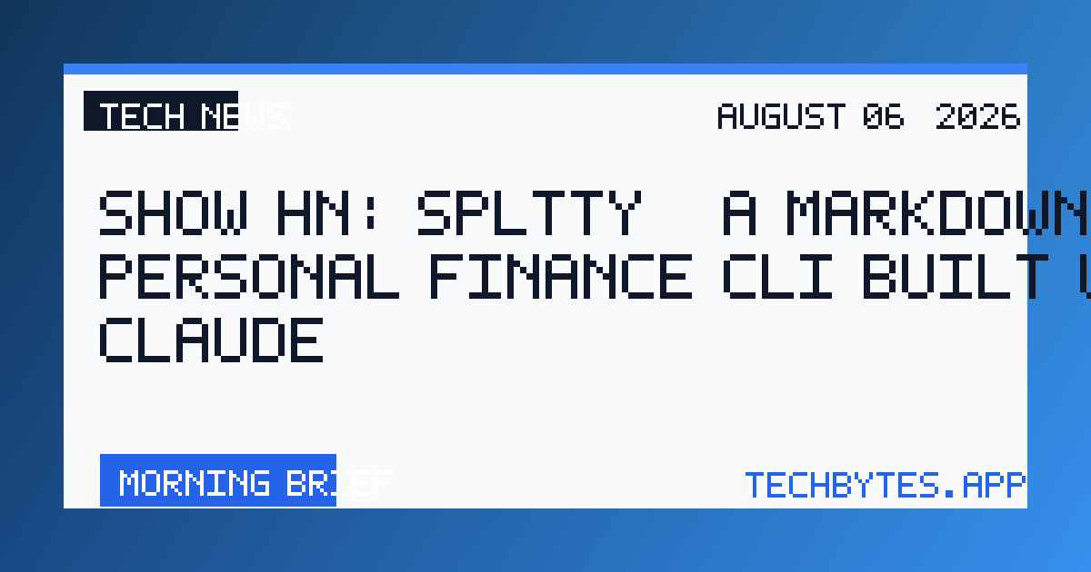 Show HN: Spltty – a Markdown-based personal finance CLI built with Claude