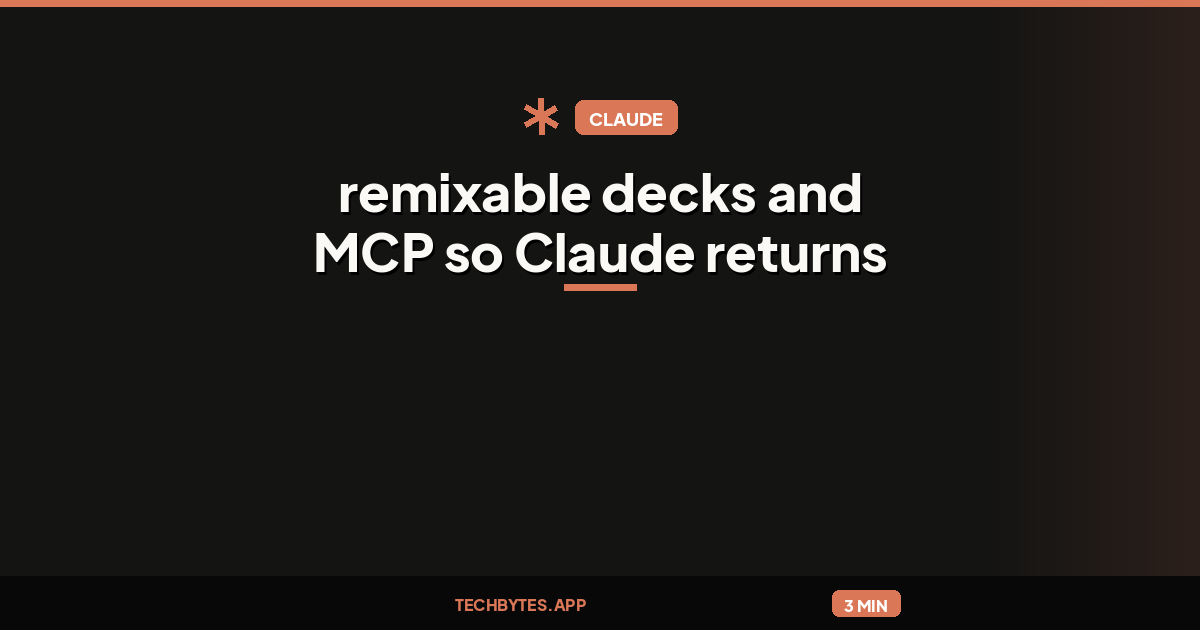 Slide-deck.io: remixable decks and MCP so Claude returns a live URL
