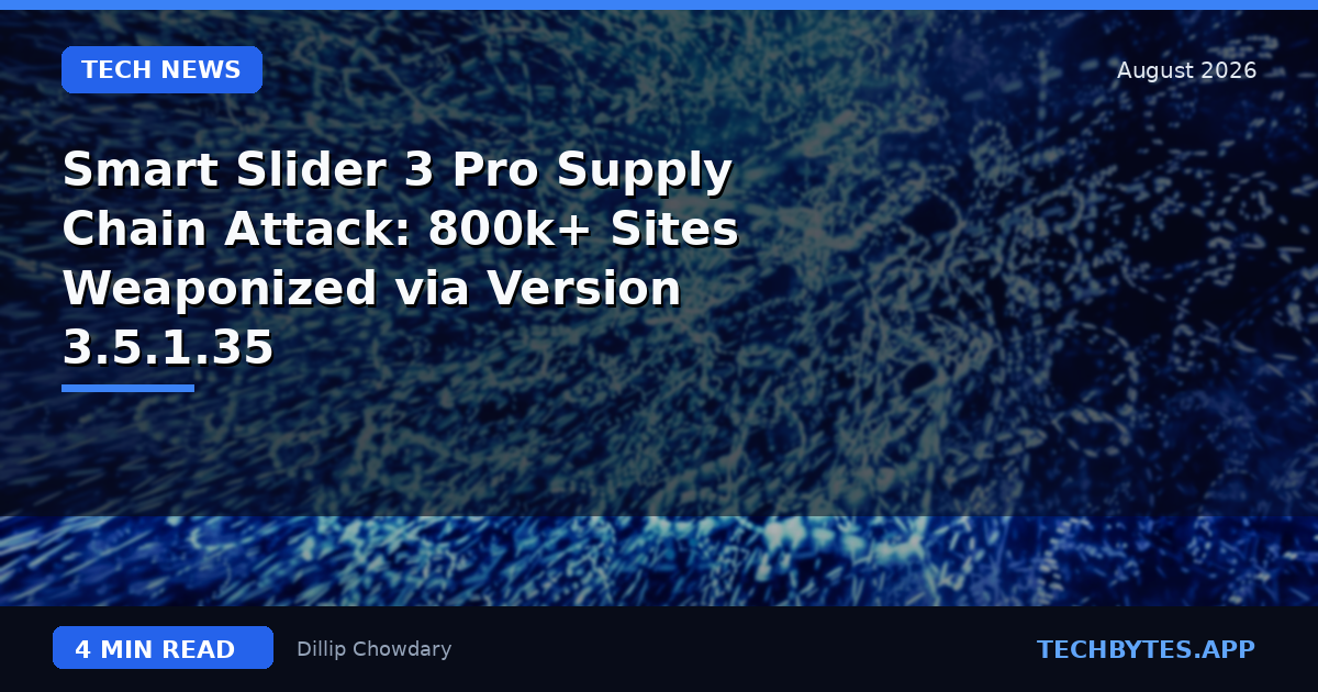 Smart Slider 3 Pro Supply Chain Attack: 800k+ Sites Weaponized via Version 3.5.1.35