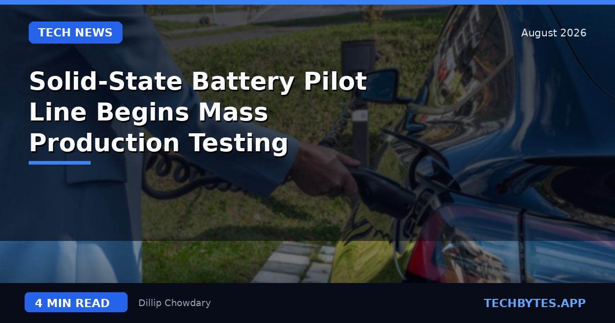 Solid-State Battery Pilot Line Begins Mass Production Testing