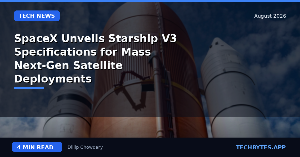 SpaceX Unveils Starship V3 Specifications for Mass Next-Gen Satellite Deployments