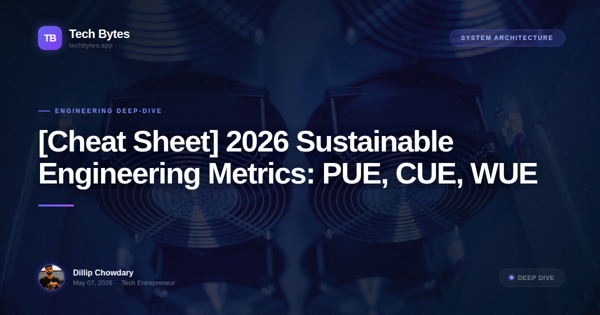 [Cheat Sheet] 2026 Sustainable Engineering Metrics: PUE, CUE, WUE