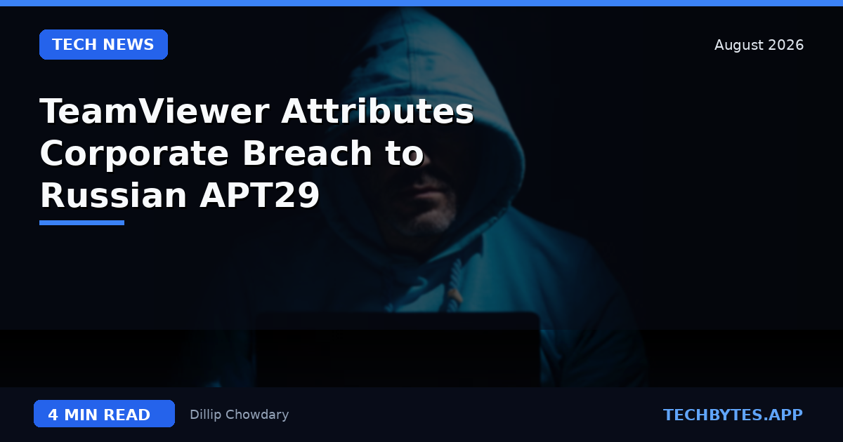 TeamViewer Attributes Corporate Breach to Russian APT29