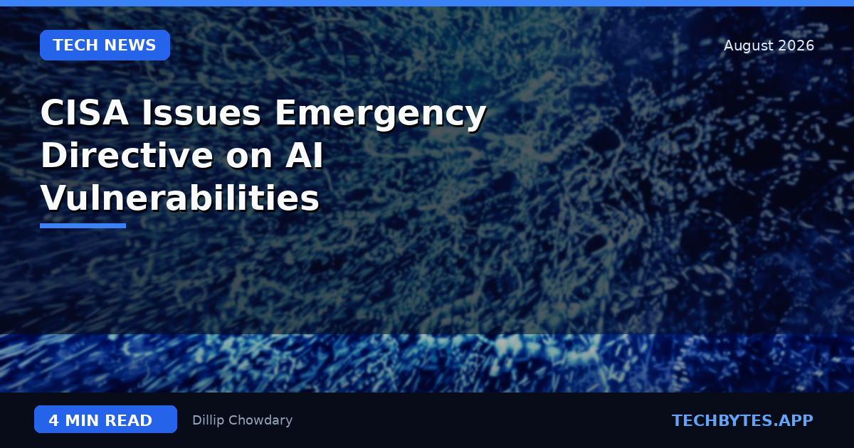 CISA Issues Emergency Directive on AI Vulnerabilities