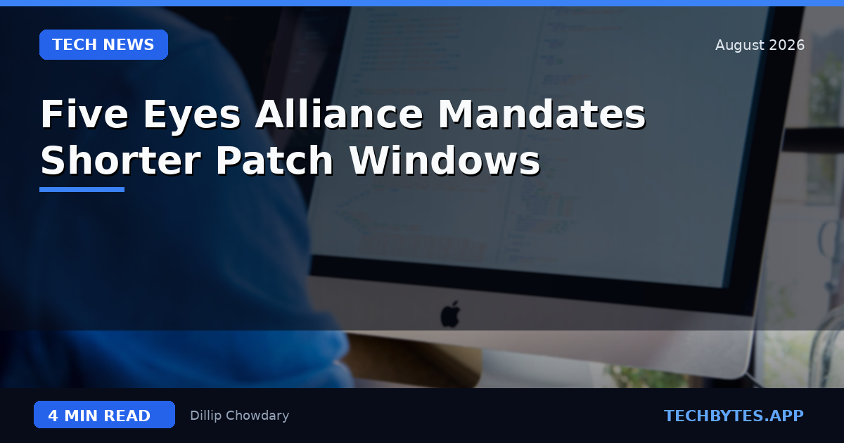 Five Eyes Alliance Mandates Shorter Patch Windows