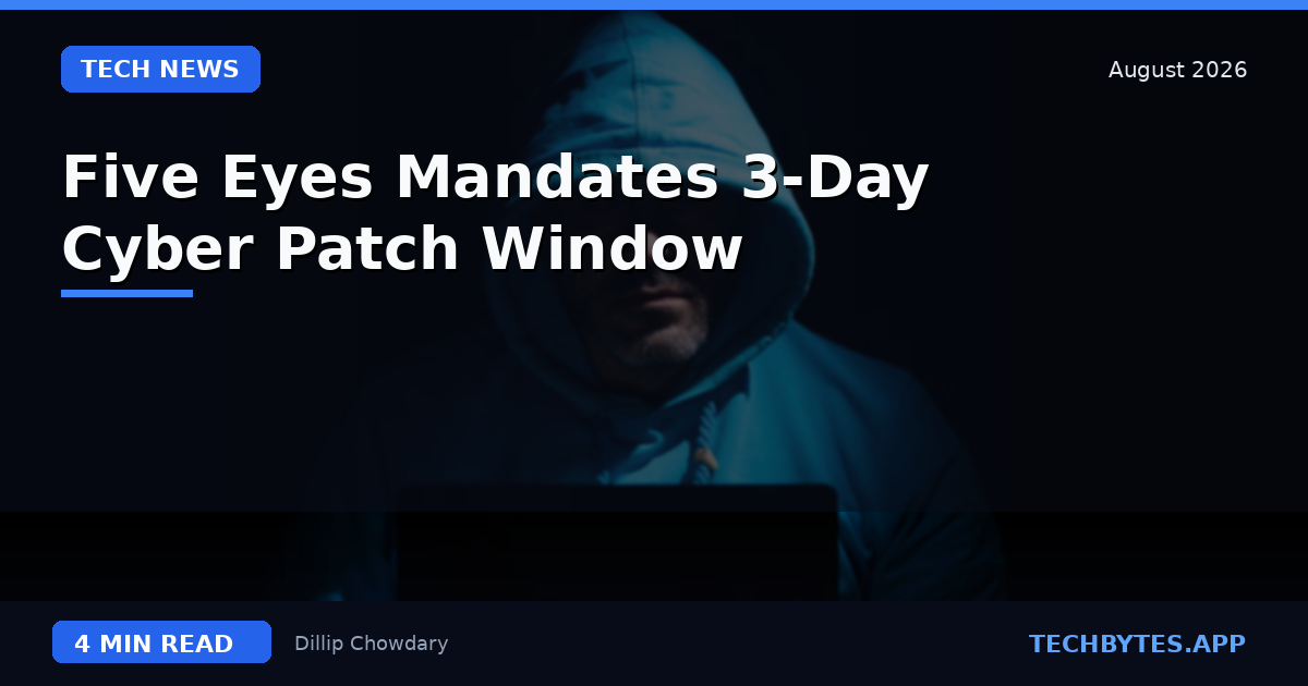 Five Eyes Mandates 3-Day Cyber Patch Window