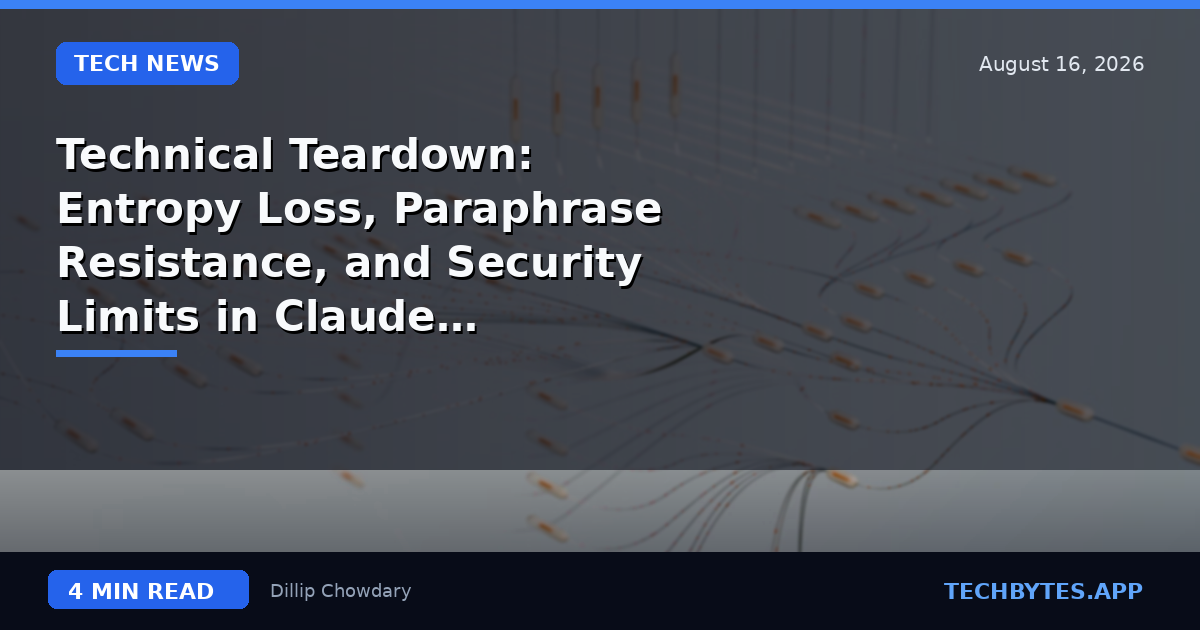 Technical Teardown: Entropy Loss, Paraphrase Resistance, and Security Limits in Claude Watermarks
