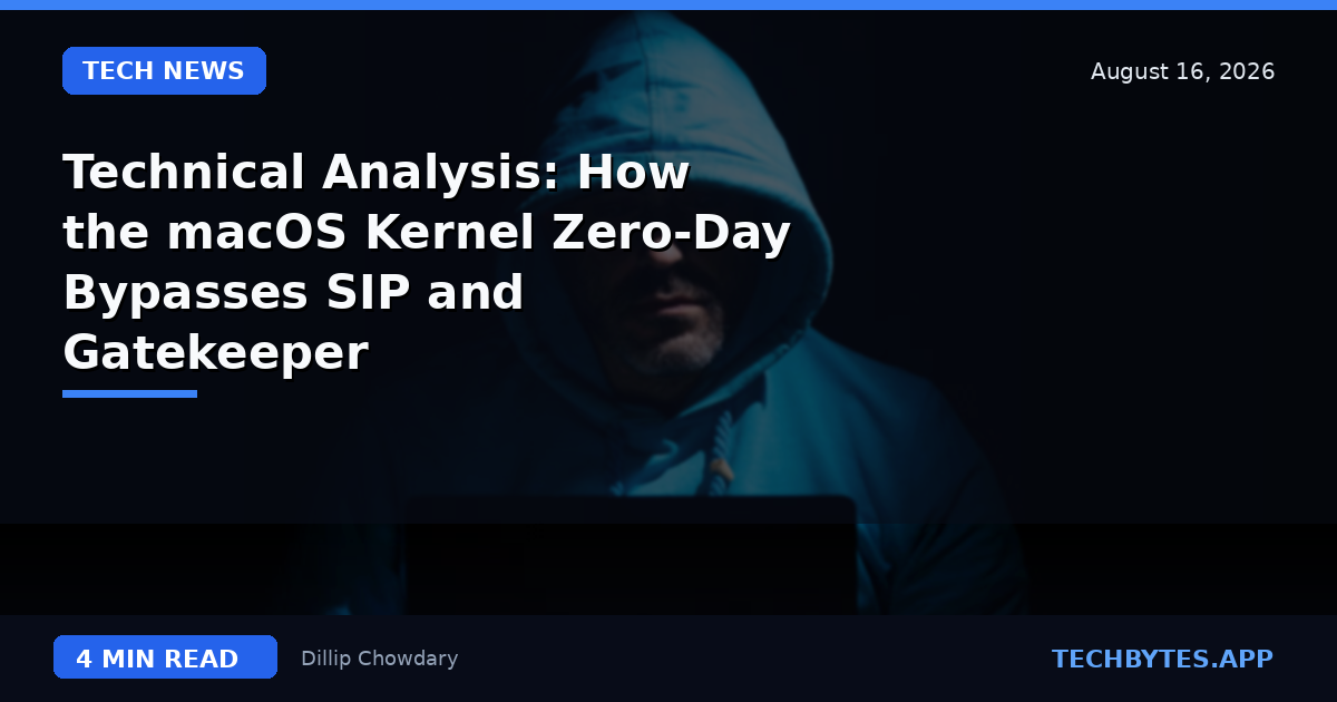 Technical Analysis: How the macOS Kernel Zero-Day Bypasses SIP and Gatekeeper