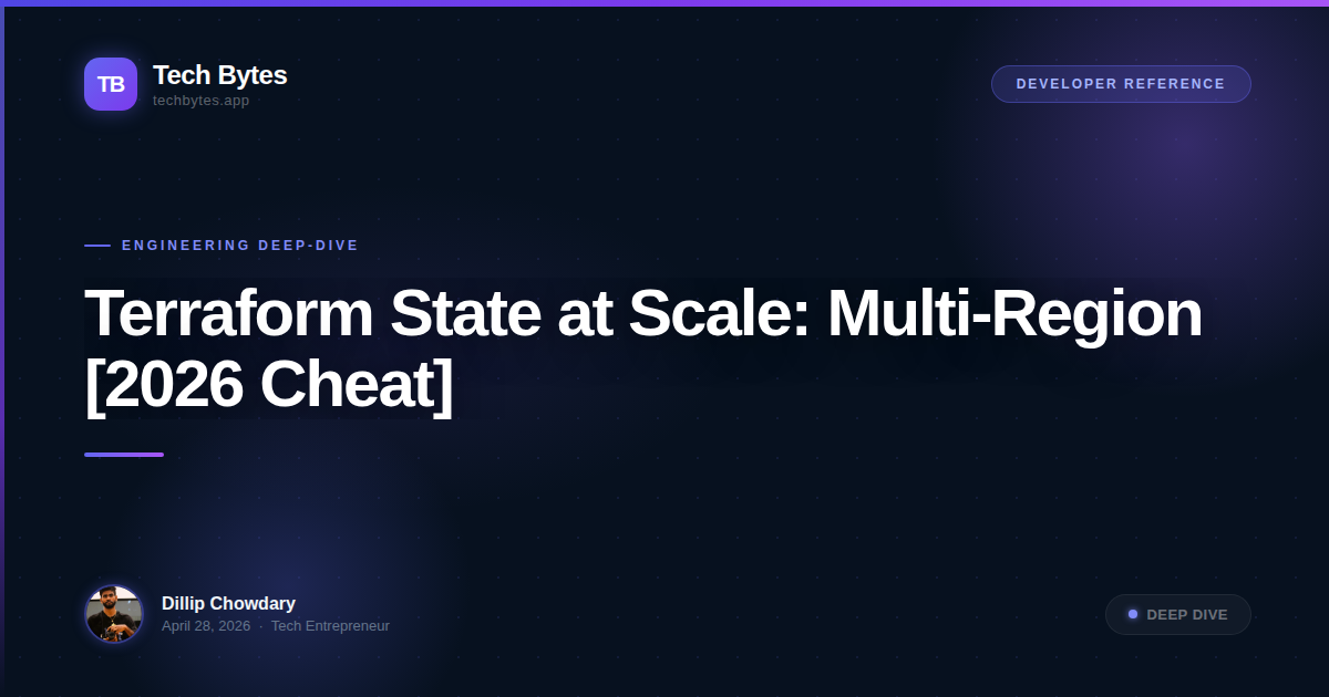 Terraform State at Scale: Multi-Region [2026 Cheat]