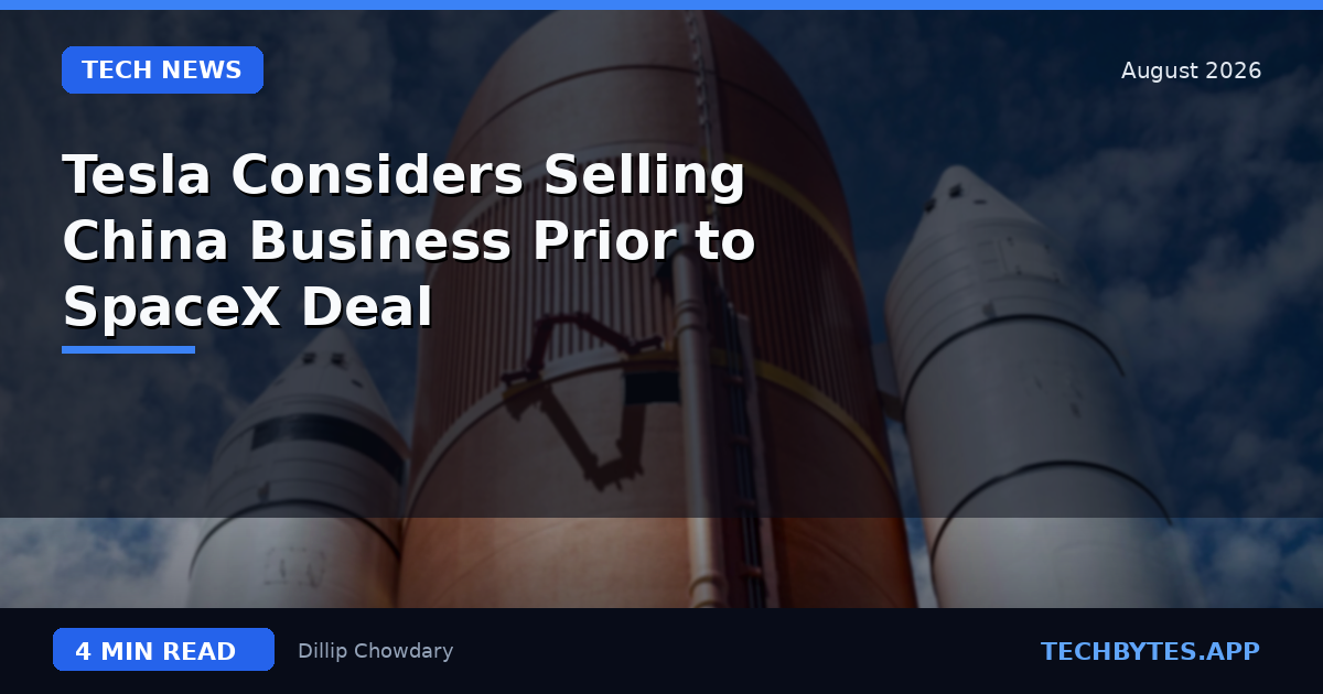 Tesla Considers Selling China Business Prior to SpaceX Deal