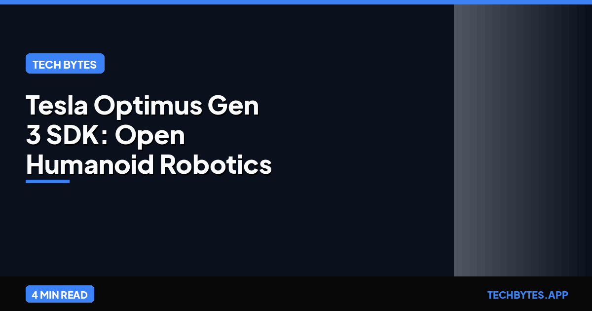 Tesla Optimus Gen 3 SDK: Open Humanoid Robotics Dev