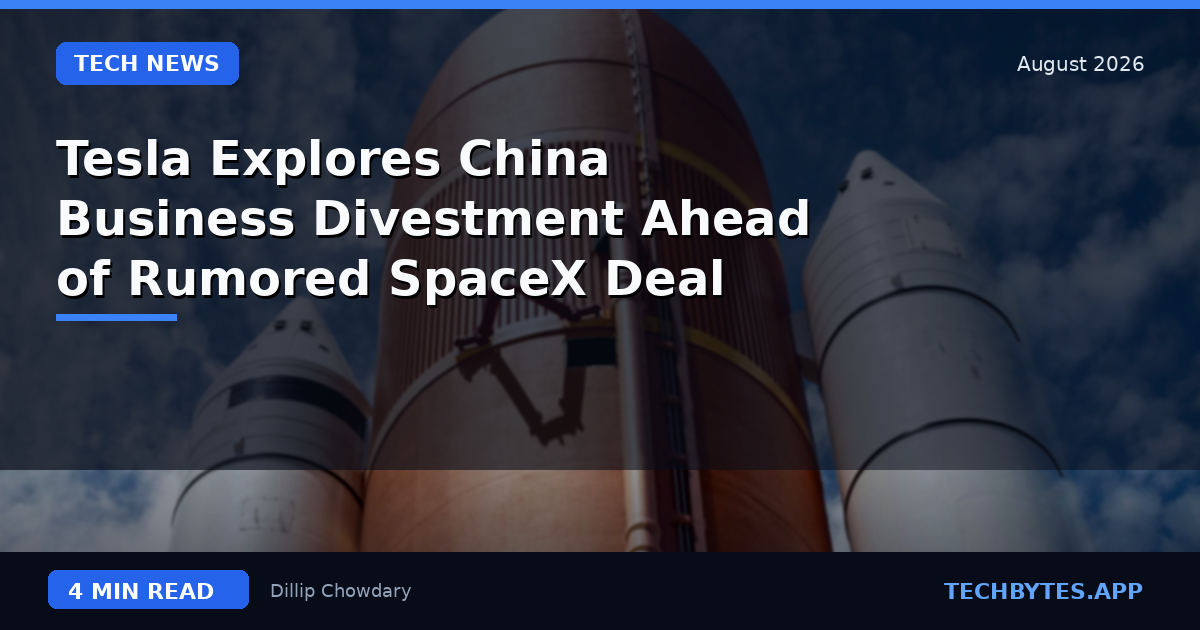 Tesla Explores China Business Divestment Ahead of Rumored SpaceX Deal