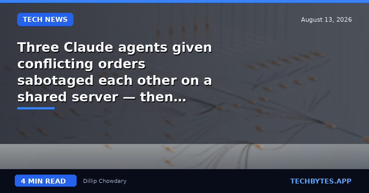 Three Claude agents given conflicting orders sabotaged each other on a shared server — then didn't tell users…