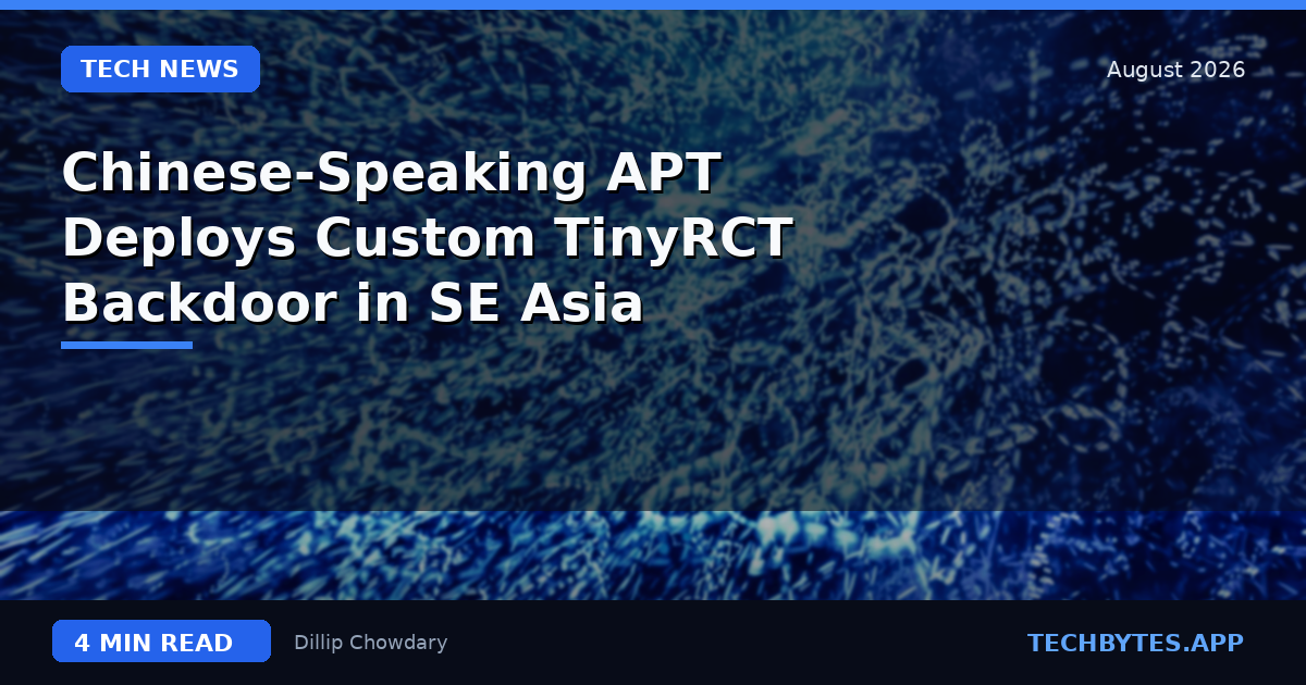 Chinese-Speaking APT Deploys Custom TinyRCT Backdoor in SE Asia