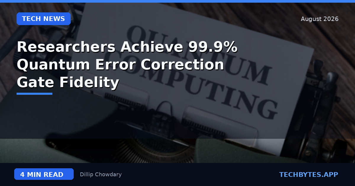 Researchers Achieve 99.9% Quantum Error Correction Gate Fidelity
