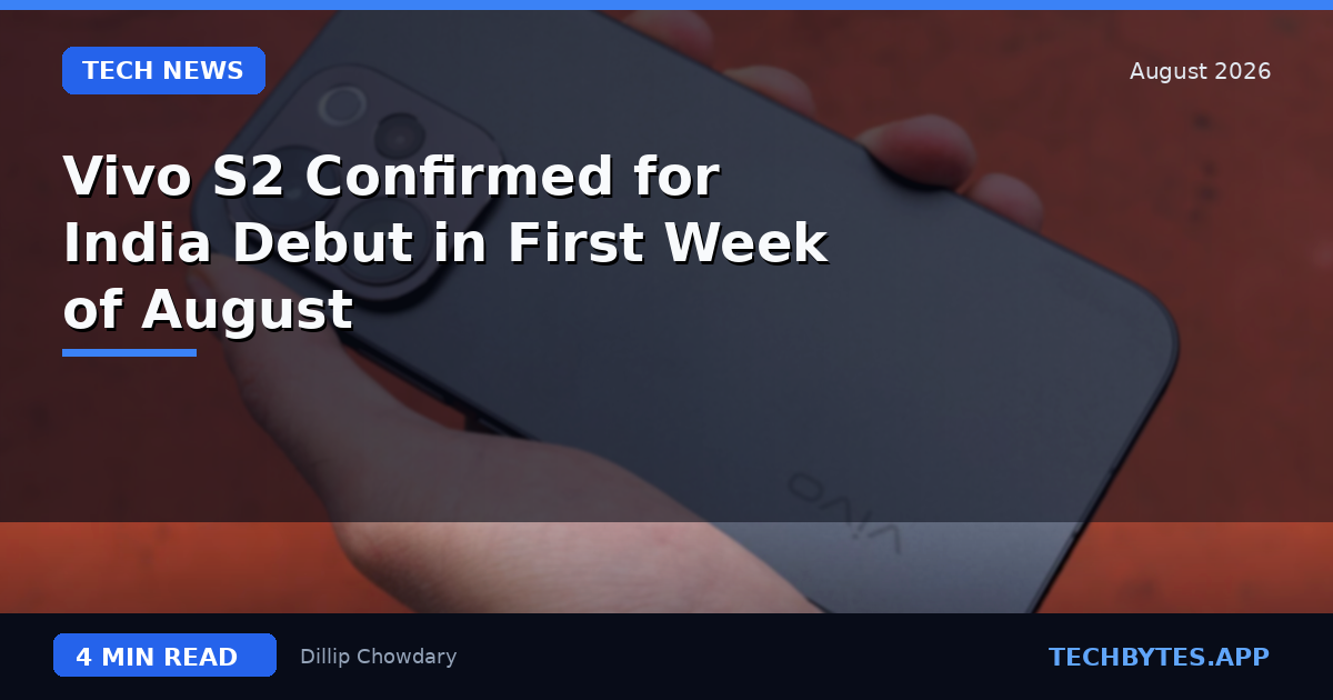 Vivo S2 Confirmed for India Debut in First Week of August