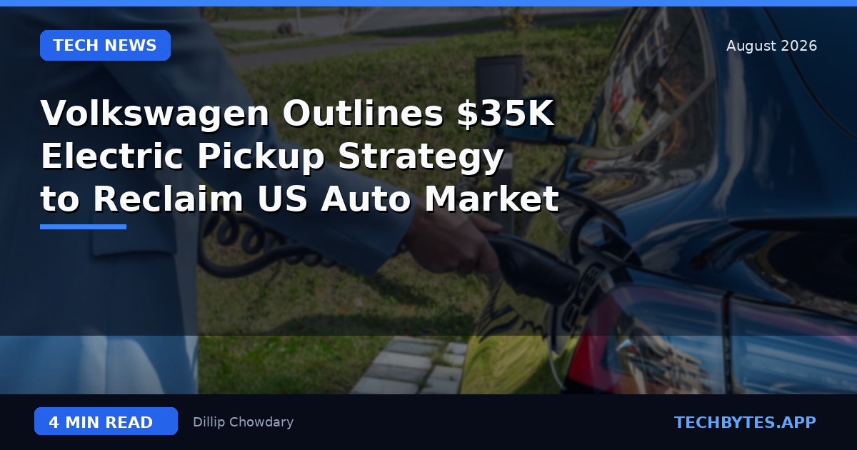 Volkswagen Outlines $35K Electric Pickup Strategy to Reclaim US Auto Market