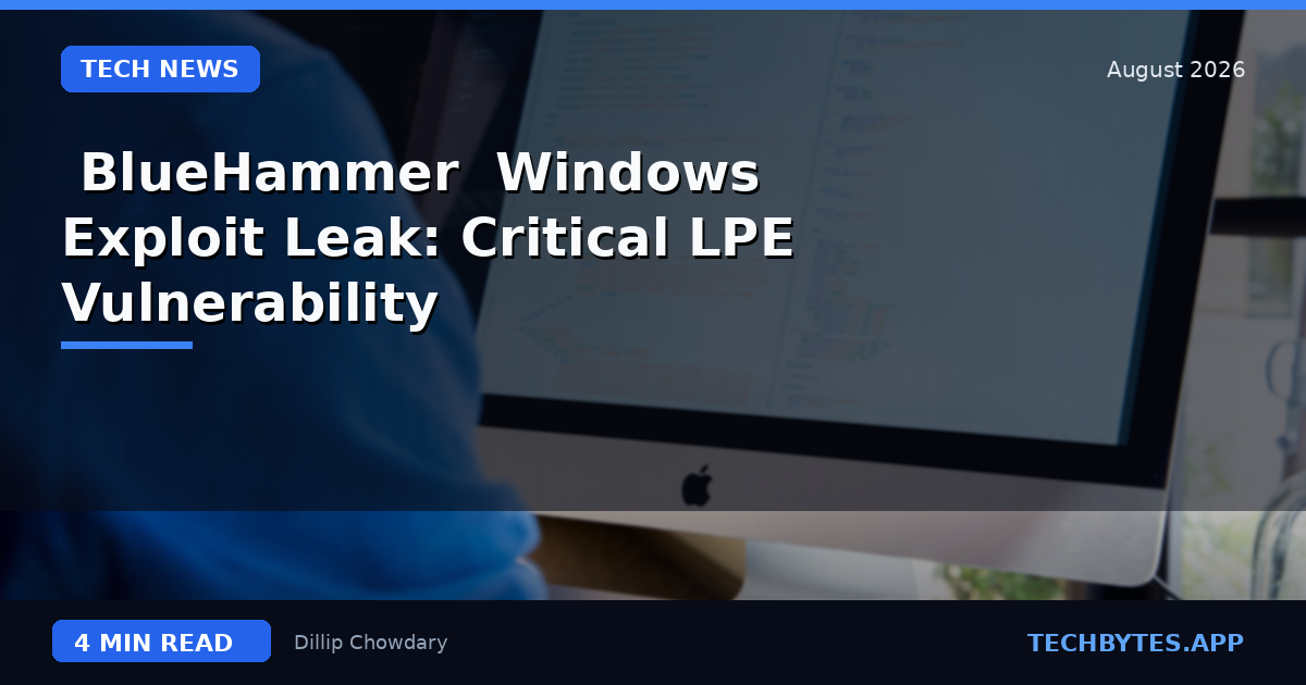 "BlueHammer" Windows Exploit Leak: Critical LPE Vulnerability