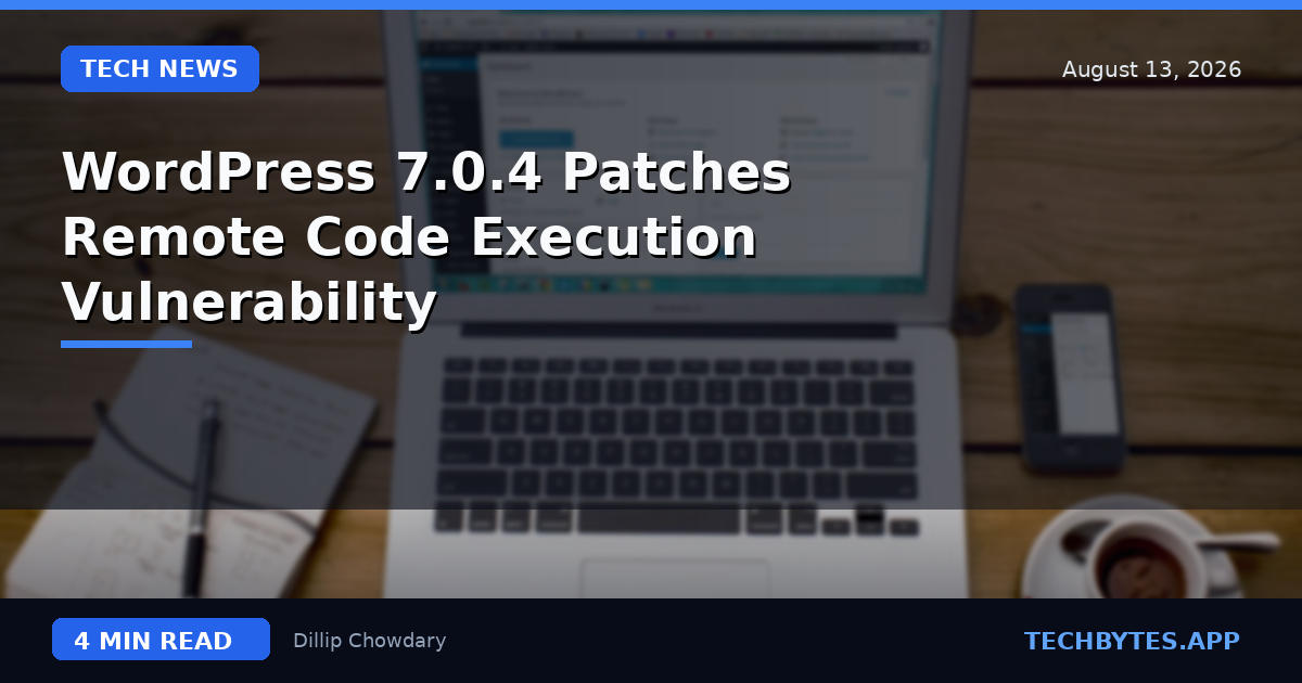 WordPress 7.0.4 Patches Remote Code Execution Vulnerability