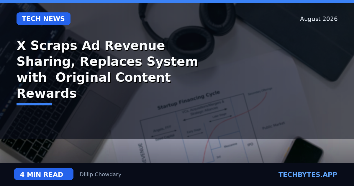 X Scraps Ad Revenue Sharing, Replaces System with 'Original Content Rewards'