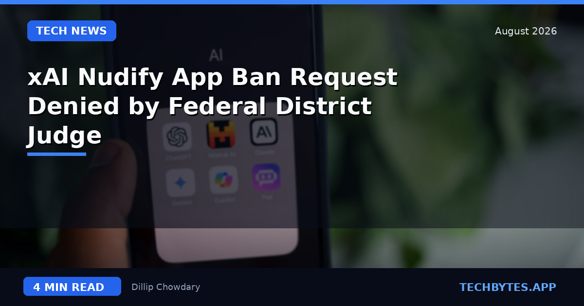 xAI Nudify App Ban Request Denied by Federal District Judge