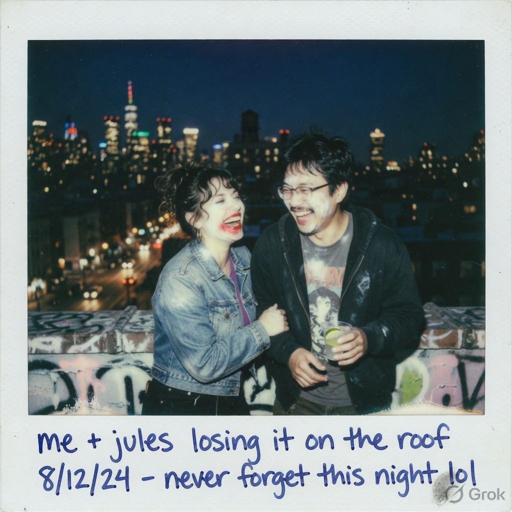 Night flash Polaroid Nano Banana example